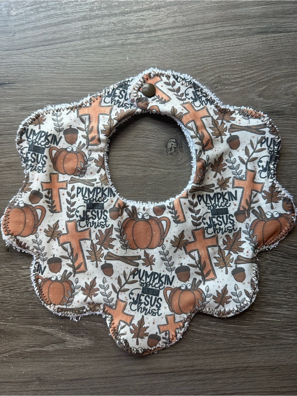Fall Pumpkin & Cross Floral Baby Bib - Orange